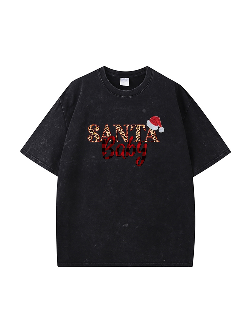 Christmas Santa Cotton Wash Old T-shirt