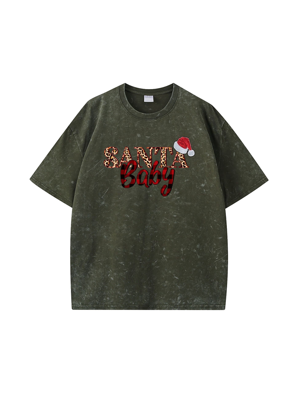 Christmas Santa Cotton Wash Old T-shirt