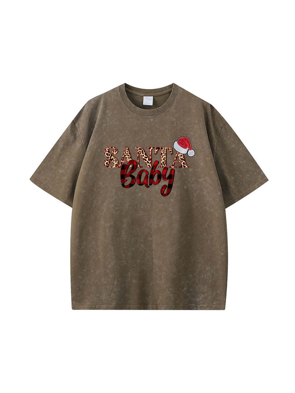 Christmas Santa Cotton Wash Old T-shirt