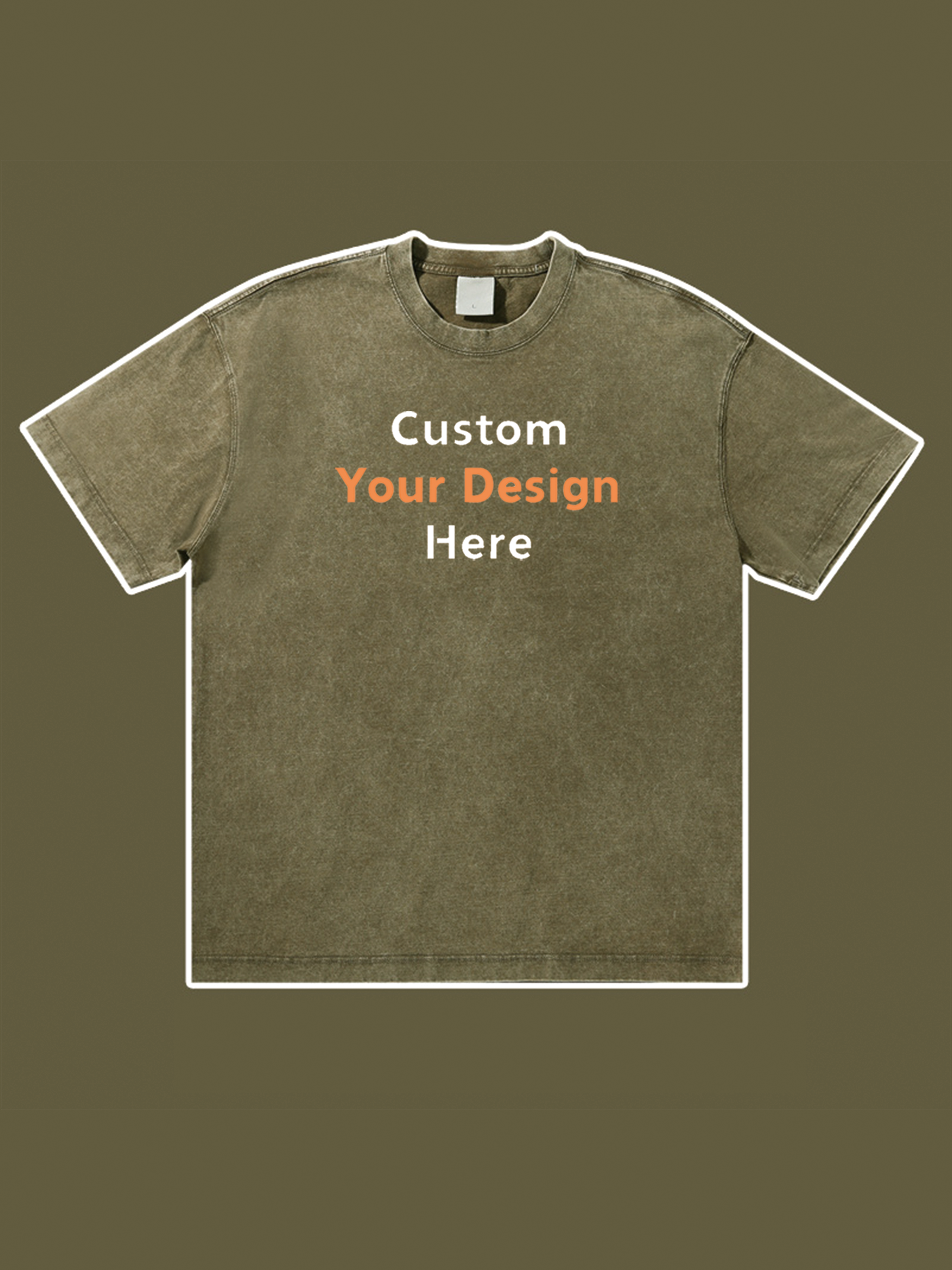 300g Custom Cotton Wash Old T-shirt Vintage Tee