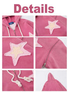 Removable Sleeves Star Zip-up Hoodie