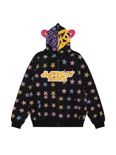 Full Zip-up Star Graphic Hoodie