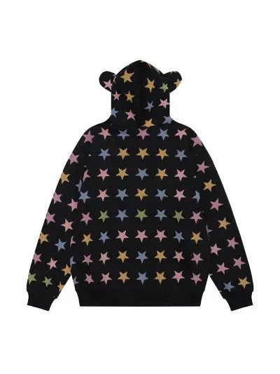 Full Zip-up Star Graphic Hoodie