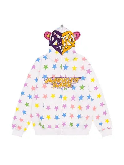 Full Zip-up Star Graphic Hoodie