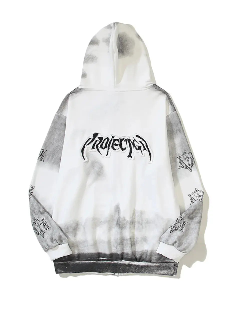 Gothic Letter Graphic Zip-up Hoodie