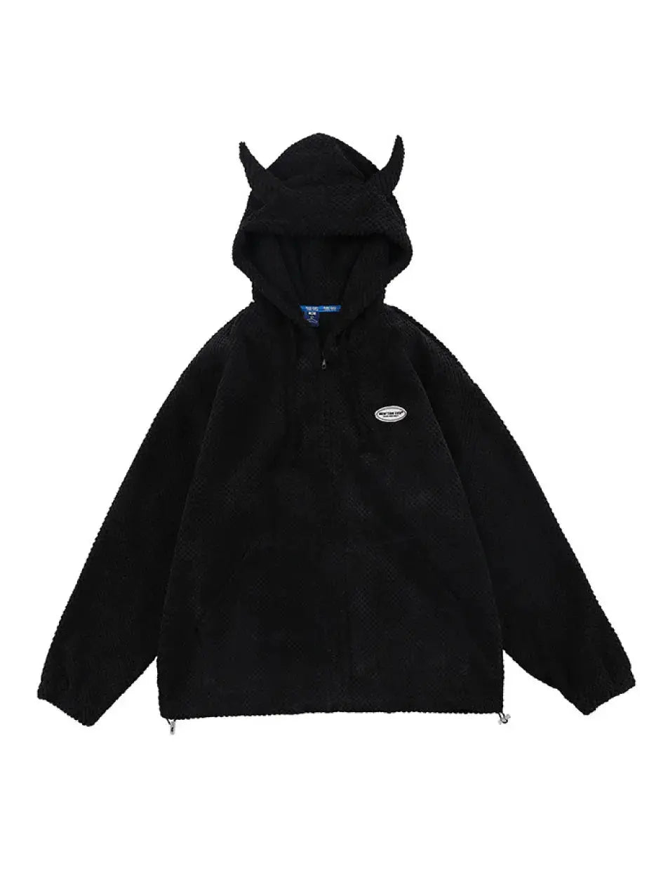 Gothic Devil Horn Y2k Zip Up Hoodie Emma Bridess