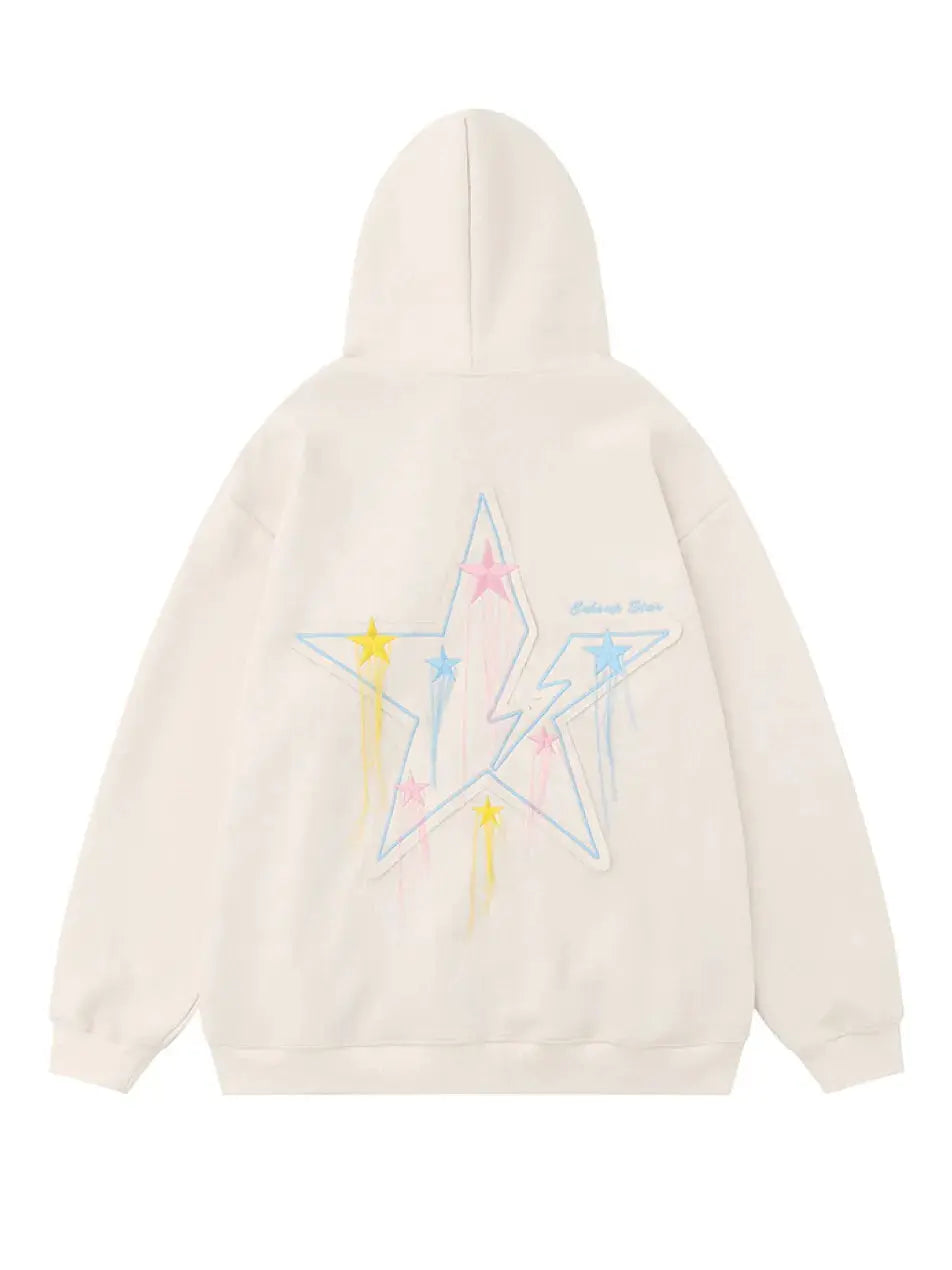 Y2K Star Graphic Zip Up Hoodie