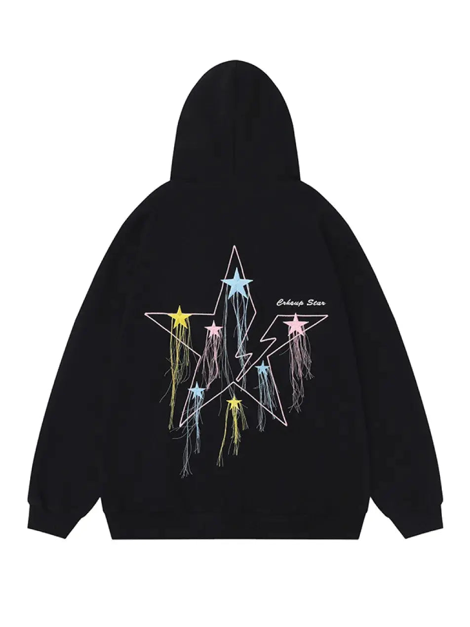 Y2K Star Graphic Zip Up Hoodie