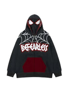 Spider Web Print Full Zip Up Hoodie - Emma Bridess