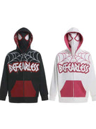 Spider Web Print Full Zip Up Hoodie - Emma Bridess