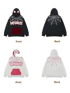 Spider Web Print Full Zip Up Hoodie - Emma Bridess