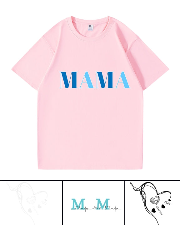 240g MAMA White Abstract Heart Line Printed Cotton T-shirt Emma Bridess