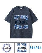 270g Blue Mama Printed Wash Old Cotton T-shirt Emma Bridess