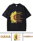 270g Sunflower Grandma Letter Printed Wash Old Cotton T-shirt Emma Bridess